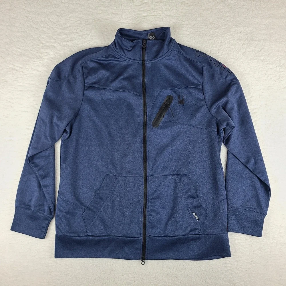 Spyder‎ Active Sweater Mens XL Blue Navy Full Zip Performance Tech Golf